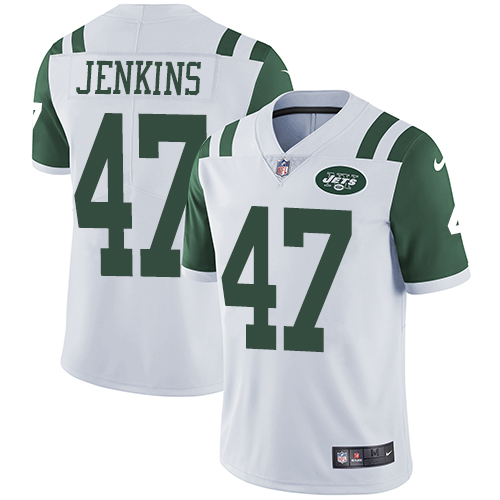 Nike Jets #47 Jordan Jenkins White Men's Stitched NFL Vapor Untouchable Limited Jersey